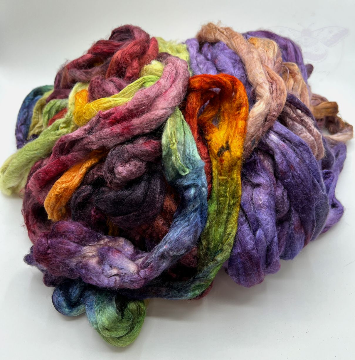 Rainbow mix Tussah silk fiber